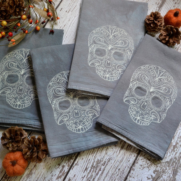 Glow in Dark Lace Skull Tea Towel