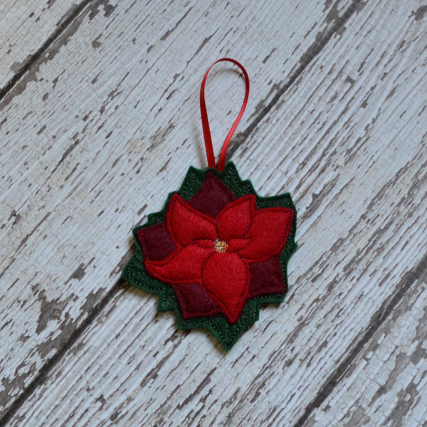 Poinsettia Felt Ornaments - Single, multi Pack