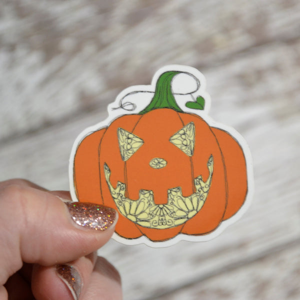 Ready to ship - 'Jack O Lantern' Vinyl Sticker - 2" x 2"