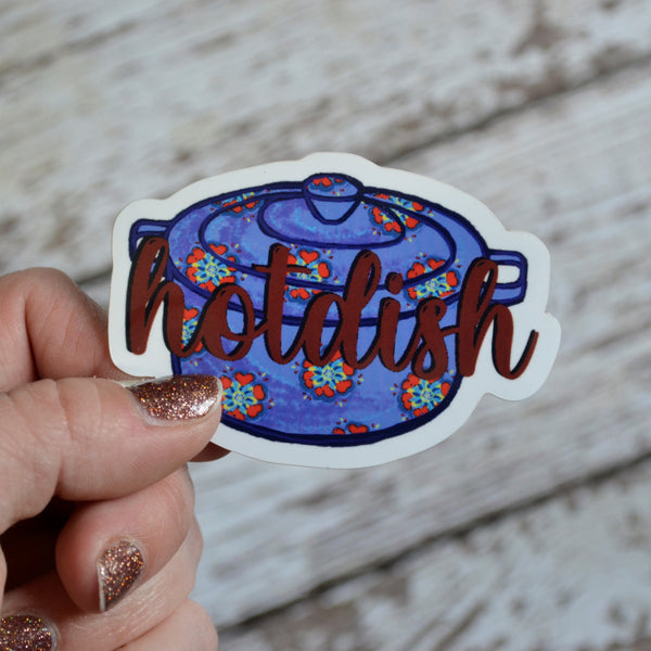 Ready to ship - 'Hotdish' Vinyl Sticker - 2" x 3"