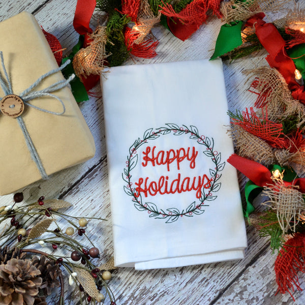 Happy Holidays Tea Towel - Christmas
