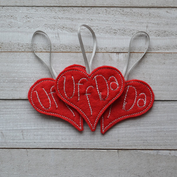 Uff Da or You Betcha Heart Felt Ornament