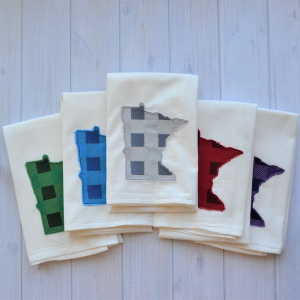 State Plaid Tea Towel - Embroidered Plaid - PURPLE