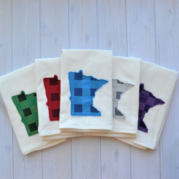 State Plaid Tea Towel - Embroidered Plaid - PURPLE