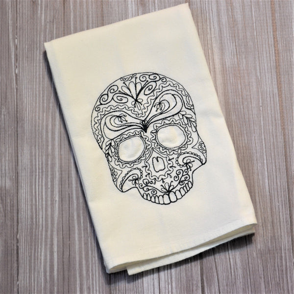 Lace Skulls Tea Towel