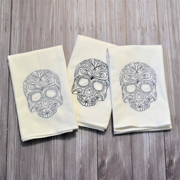 Lace Skulls Tea Towel