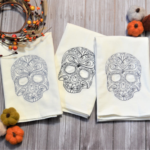 Lace Skulls Tea Towel
