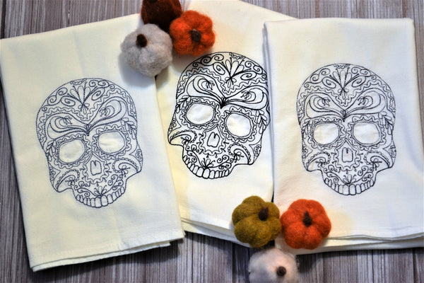 Lace Skulls Tea Towel