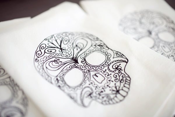 Lace Skulls Tea Towel