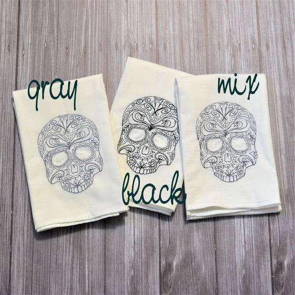 Lace Skulls Tea Towel