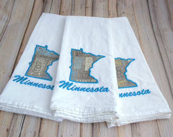 I Love Minnesota Tea Towel - License Plates Minnesota