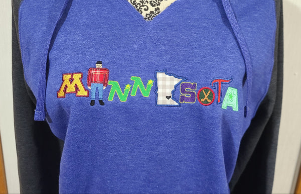 PRE SALE - WOMENS MN HOODED RAGLAN V-NECK SWEATSHIRT (CLOSES AUG 18th)