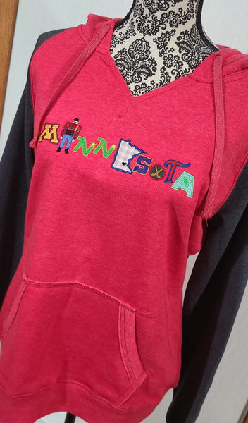 PRE SALE - WOMENS MN HOODED RAGLAN V-NECK SWEATSHIRT (CLOSES AUG 18th)