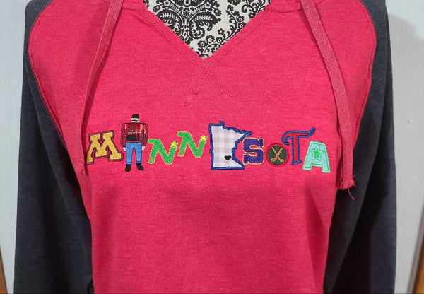 PRE SALE - WOMENS MN HOODED RAGLAN V-NECK SWEATSHIRT (CLOSES AUG 18th)