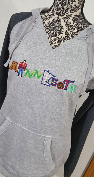 PRE SALE - WOMENS MN HOODED RAGLAN V-NECK SWEATSHIRT (CLOSES AUG 18th)