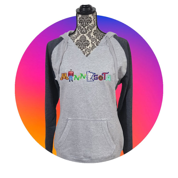 PRE SALE - WOMENS MN HOODED RAGLAN V-NECK SWEATSHIRT (CLOSES AUG 18th)