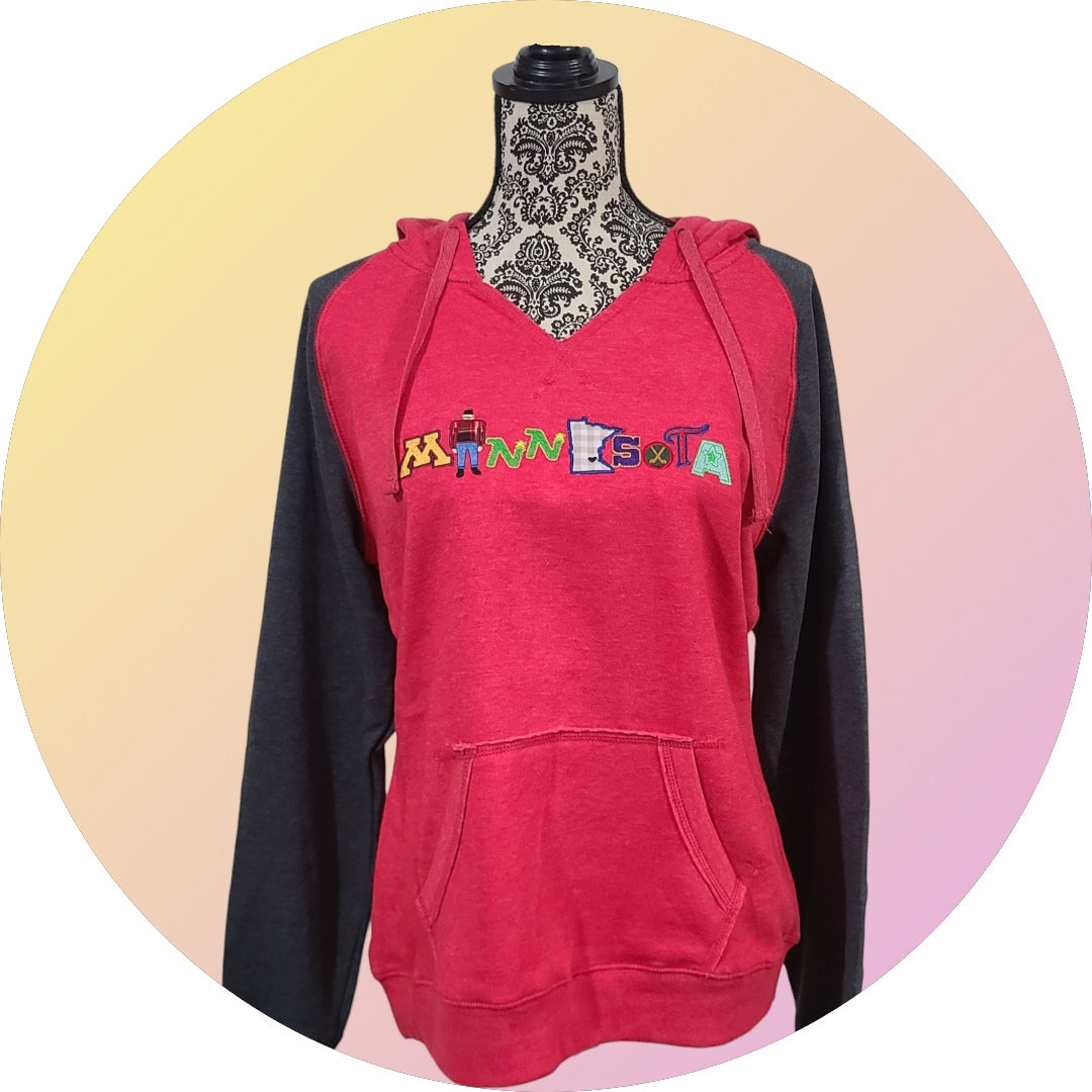 PRE SALE - WOMENS MN HOODED RAGLAN V-NECK SWEATSHIRT (CLOSES AUG 18th)