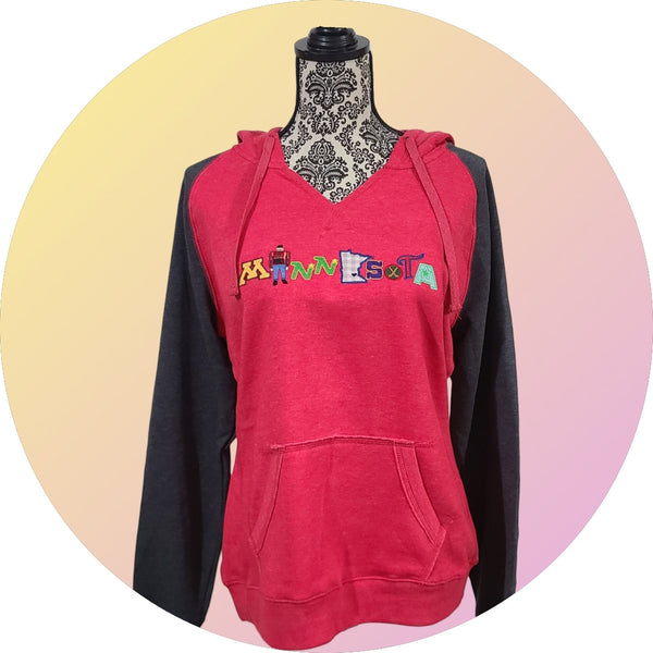 PRE SALE - WOMENS MN HOODED RAGLAN V-NECK SWEATSHIRT (CLOSES AUG 18th)