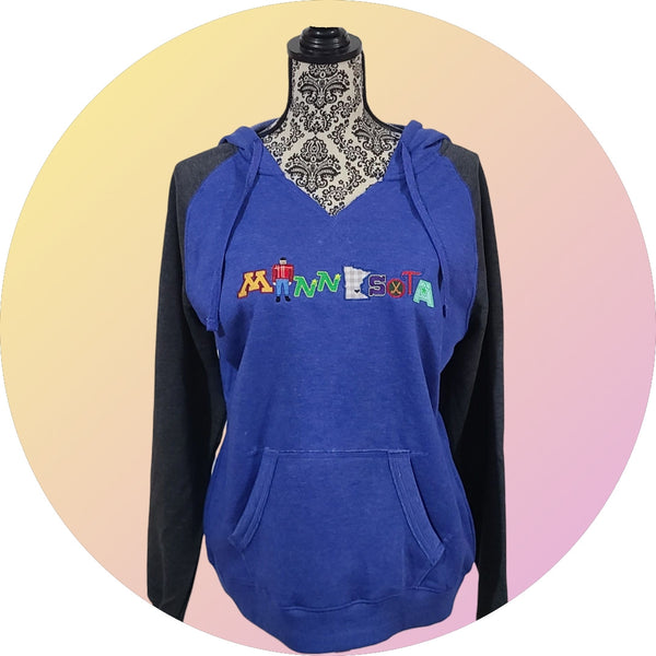 PRE SALE - WOMENS MN HOODED RAGLAN V-NECK SWEATSHIRT (CLOSES AUG 18th)