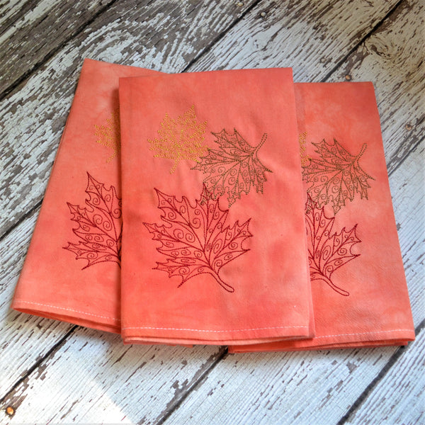 NEW! Lace Leaves Hand Dyed Tea Towel - Fall Decor