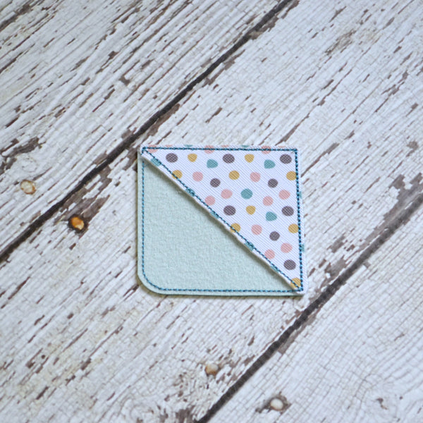 Corner Bookmark - Teal Hearts, Dots and Chevrons