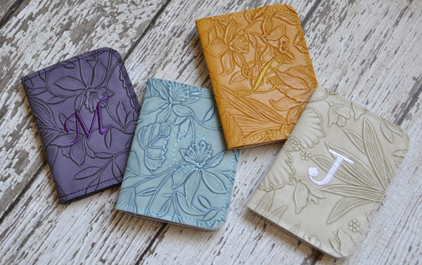 Embroidered Personalized Wallet, Embossed Faux Leather