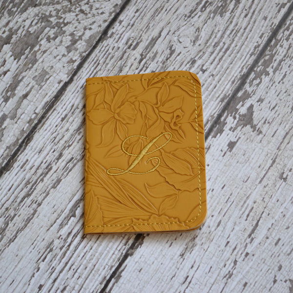 Embroidered Personalized Wallet, Embossed Faux Leather