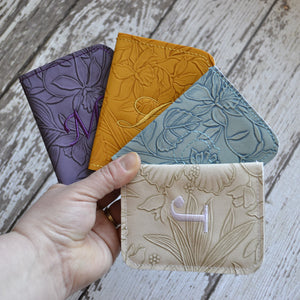 Embroidered Personalized Wallet, Embossed Faux Leather