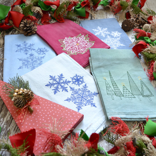 NEW! Hand Dyed Holiday Tea Towel - Winter