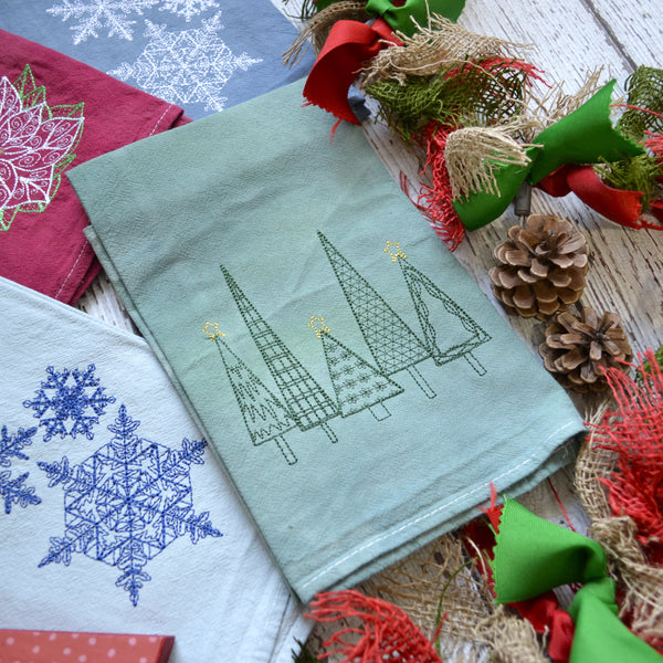 NEW! Hand Dyed Holiday Tea Towel - Winter
