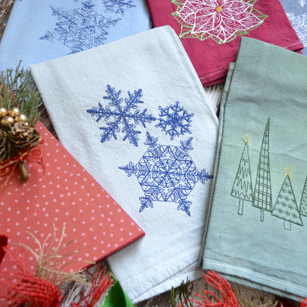 NEW! Hand Dyed Holiday Tea Towel - Winter