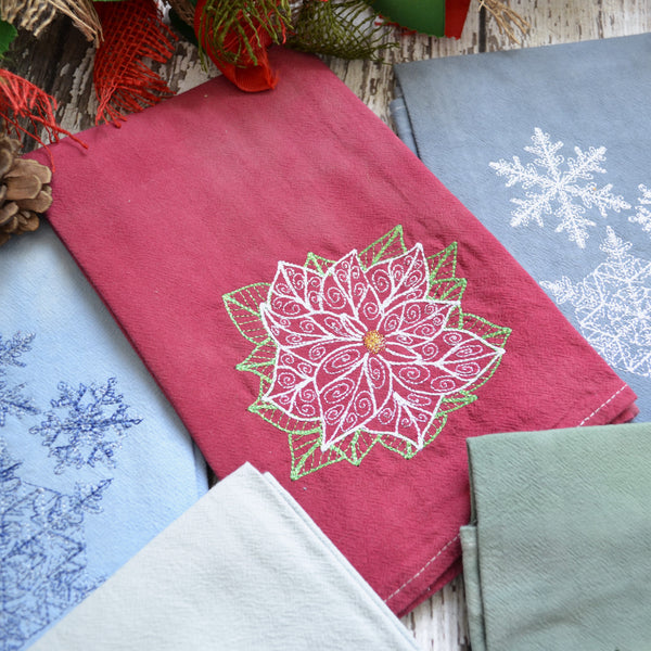 NEW! Hand Dyed Holiday Tea Towel - Winter
