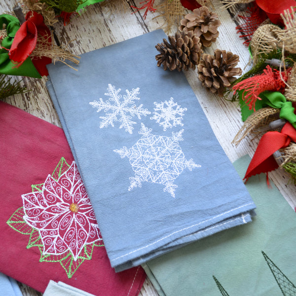 NEW! Hand Dyed Holiday Tea Towel - Winter