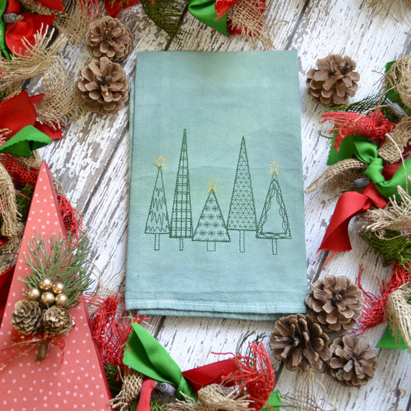 NEW! Hand Dyed Holiday Tea Towel - Winter