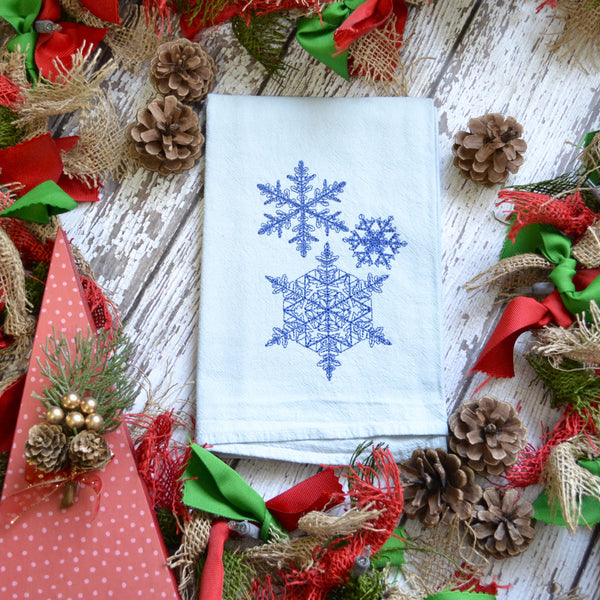 NEW! Hand Dyed Holiday Tea Towel - Winter