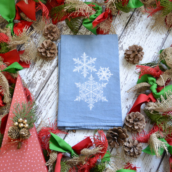 NEW! Hand Dyed Holiday Tea Towel - Winter