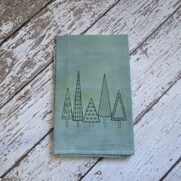 NEW! Hand Dyed Holiday Tea Towel - Winter