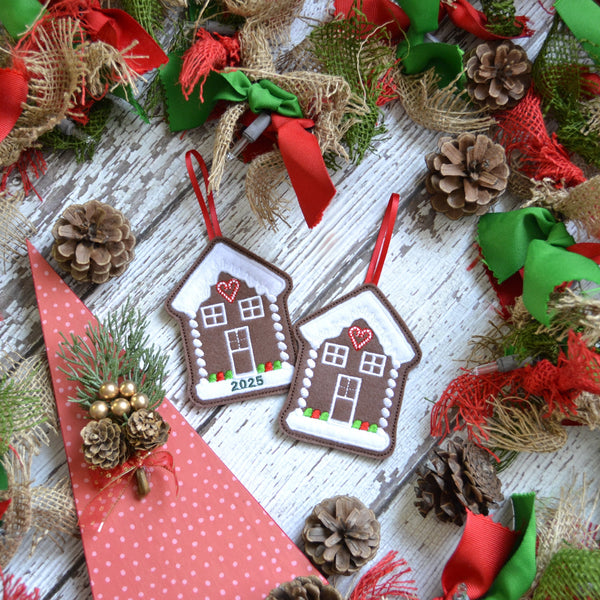 Gingerbread House Felt Ornaments - Single, multi Pack