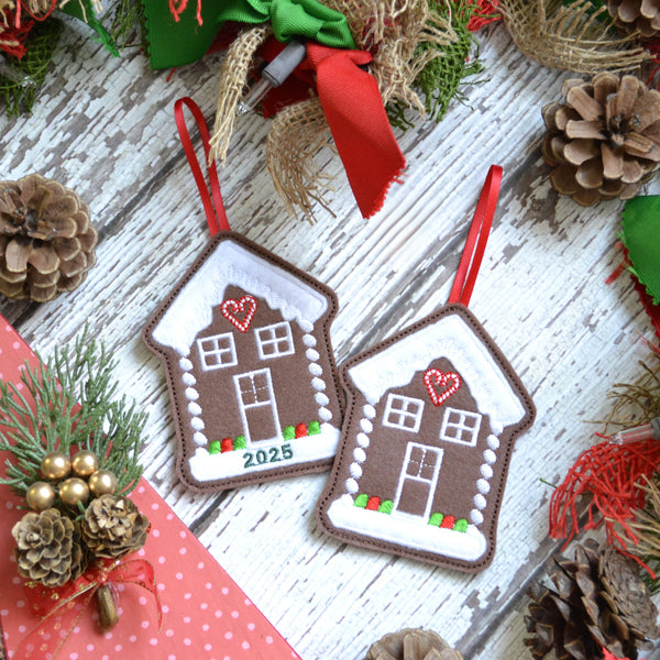 Gingerbread House Felt Ornaments - Single, multi Pack
