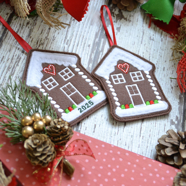 Gingerbread House Felt Ornaments - Single, multi Pack
