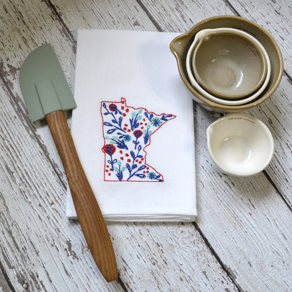 Embroidered Floral State Tea Towel - All 50 States Available