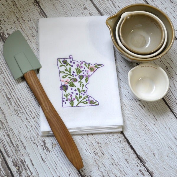 Embroidered Floral State Tea Towel - All 50 States Available