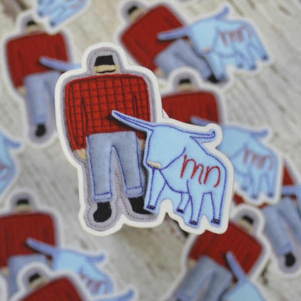 Ready to ship - 'Embroidered Paul Bunyan' Vinyl Sticker - 2" x 2"