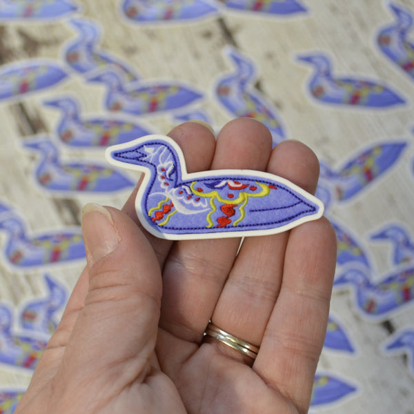 Ready to ship - 'Embroidered Dala Loon' Vinyl Sticker - 1" x 2.25"