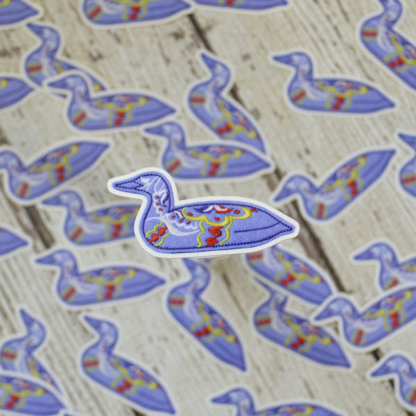 Ready to ship - 'Embroidered Dala Loon' Vinyl Sticker - 1" x 2.25"