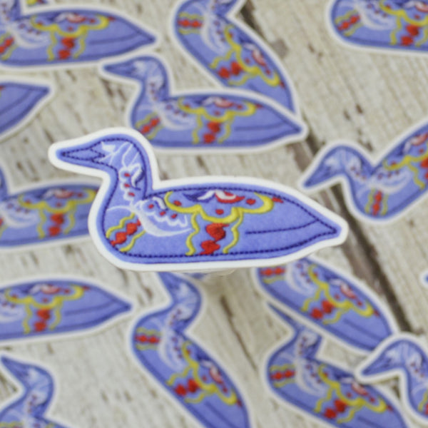Ready to ship - 'Embroidered Dala Loon' Vinyl Sticker - 1" x 2.25"