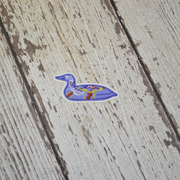 Ready to ship - 'Embroidered Dala Loon' Vinyl Sticker - 1" x 2.25"