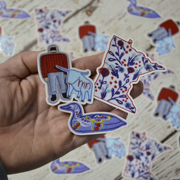Ready to ship - 'Embroidered Dala Loon' Vinyl Sticker - 1" x 2.25"