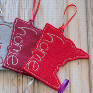 State Felt Ornament - All 50 States Available  - RED OR BURGUNDY