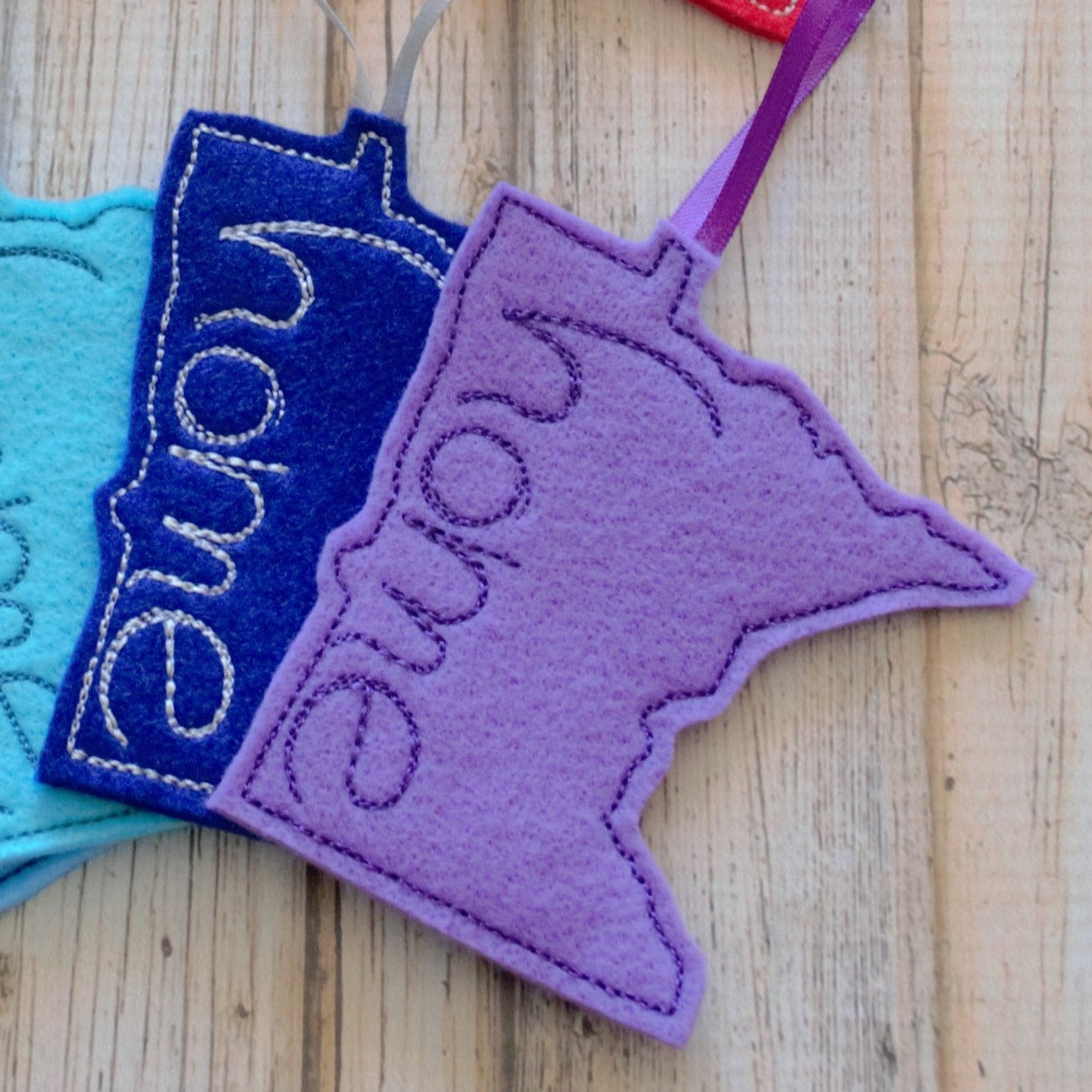 State Felt Ornament - All 50 States Available  - ROYAL BLUE OR LIGHT PURPLE